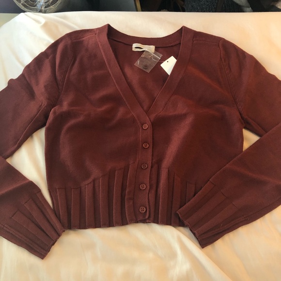 NWT Urban Outfitters Fitted Cropped Cardigan Large sweater long sleeve top cute - Picture 7 of 12